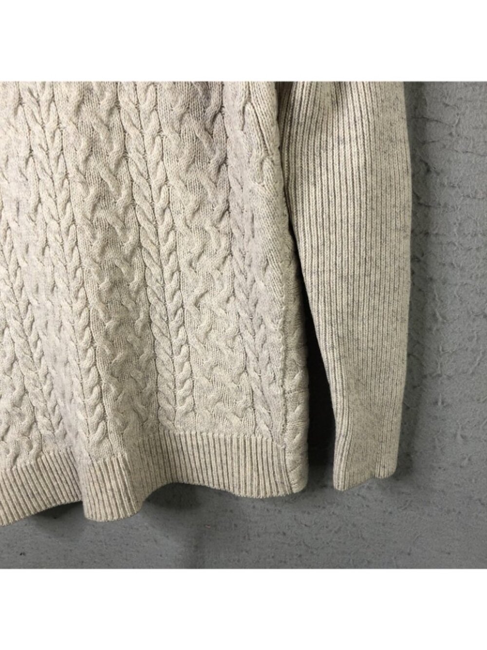 Athleta Sweater Women M Beige Cashmere Cable Knit Quiet Luxury Fisherman Neutral - Picture 12 of 16